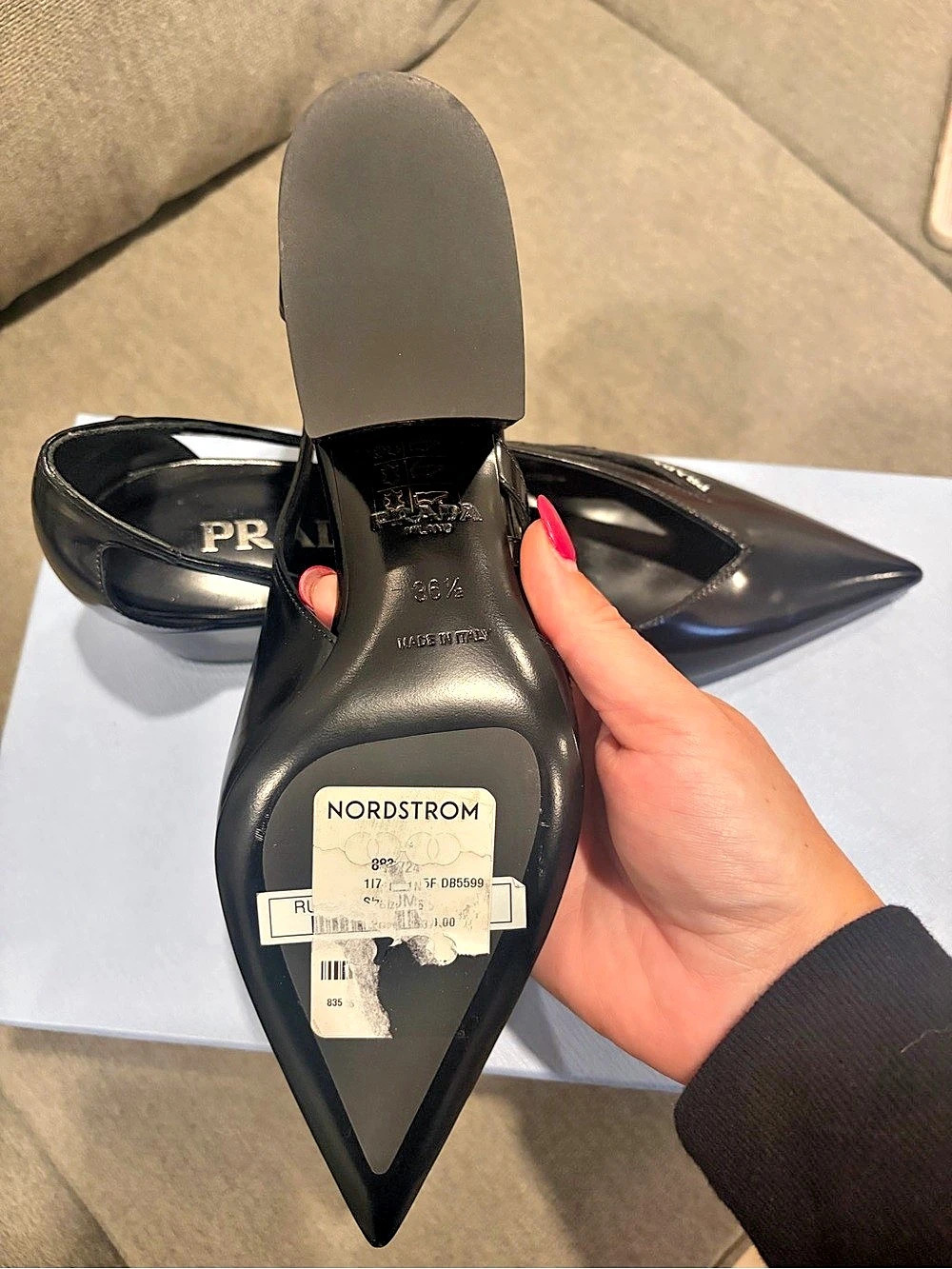 Prada Spazzolato slingback wedge pumps Black EU 36.5 - Picture 3 of 8
